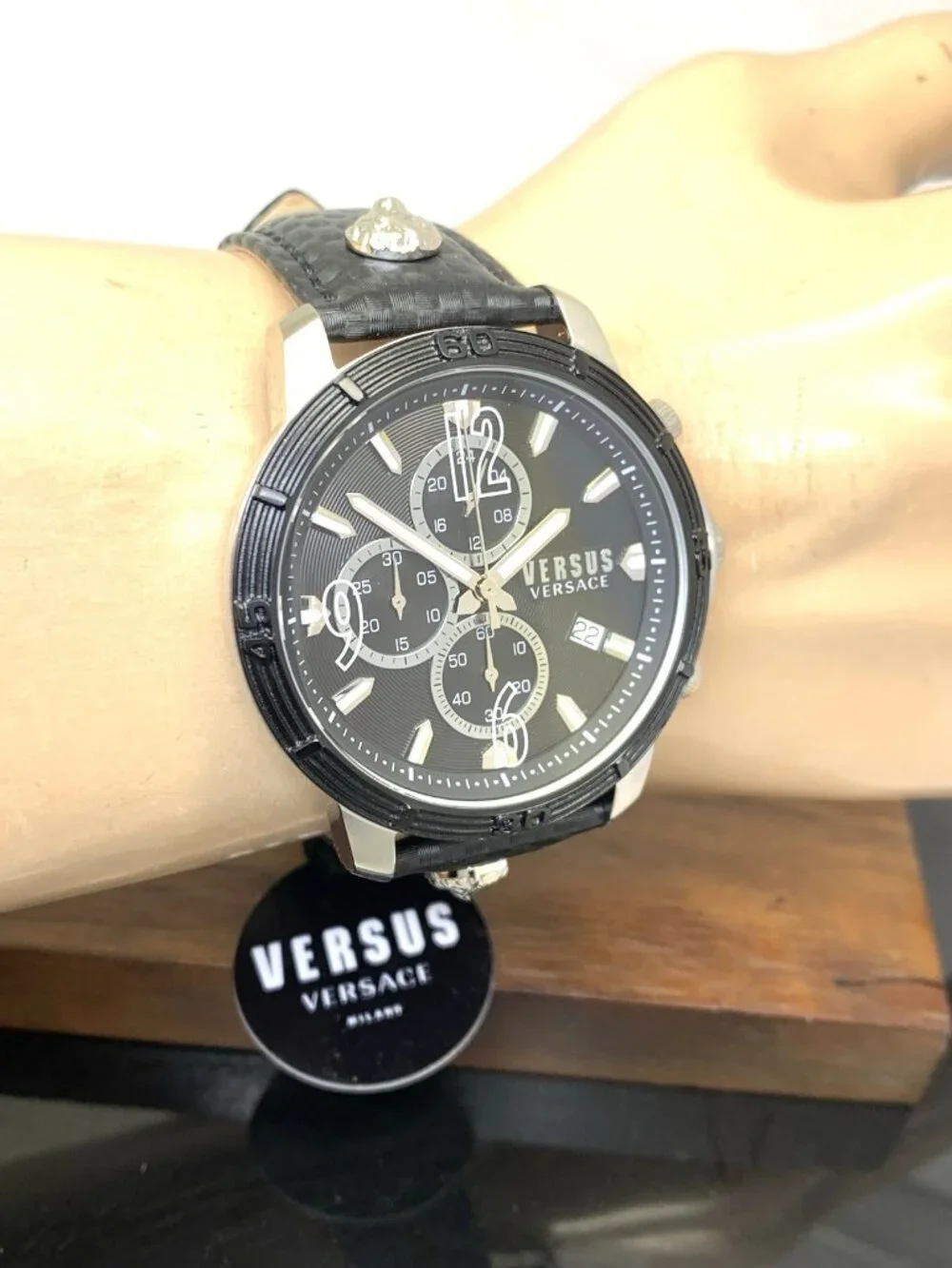Versus by Versace Men's Watch VSPHJ1021 Quartz Chronograph Leather Band 46mm